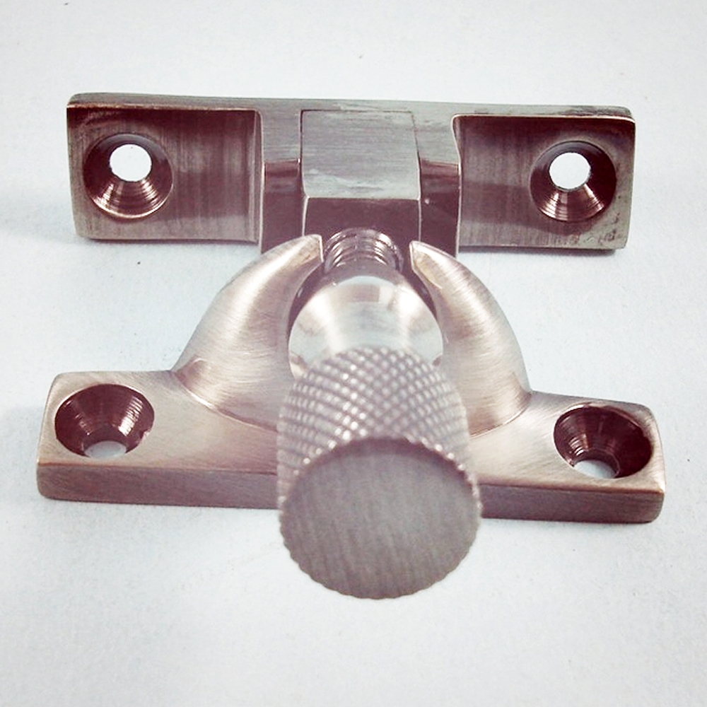 THD080/AN • Non-Locking • Antique Nickel • Narrow Brighton Pattern Knurled Top Sash Fastener